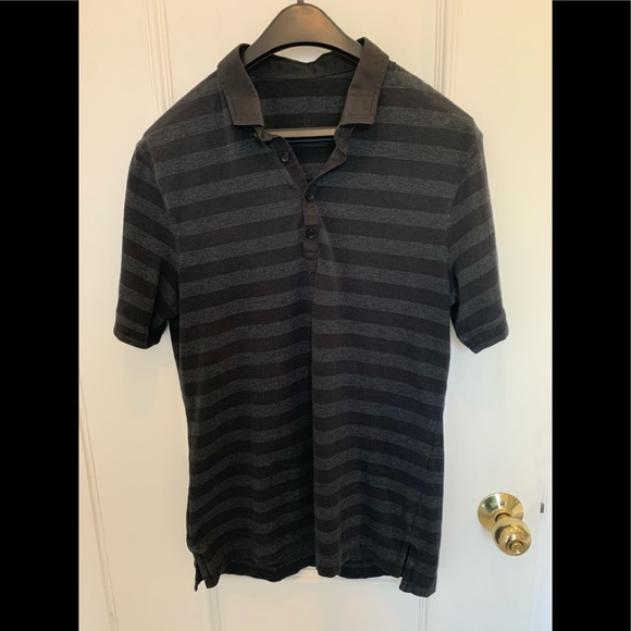 lululemon athletica Other - Lululemon black and grey striped polo shirt.Size M
